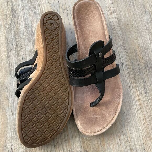 UGG Maddie Black Braided Wedge Heel Sandals Size 7 - Picture 7 of 8